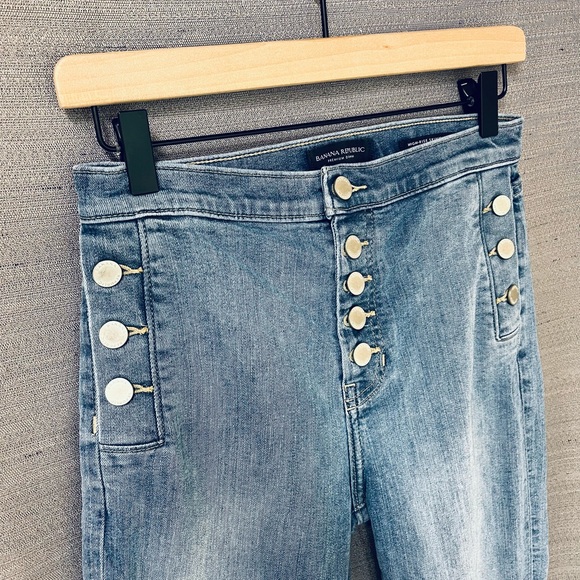 Banana Republic Premium Denim Medium Wash Button Fly High Rose Skinny Jeans 25 - Picture 3 of 12